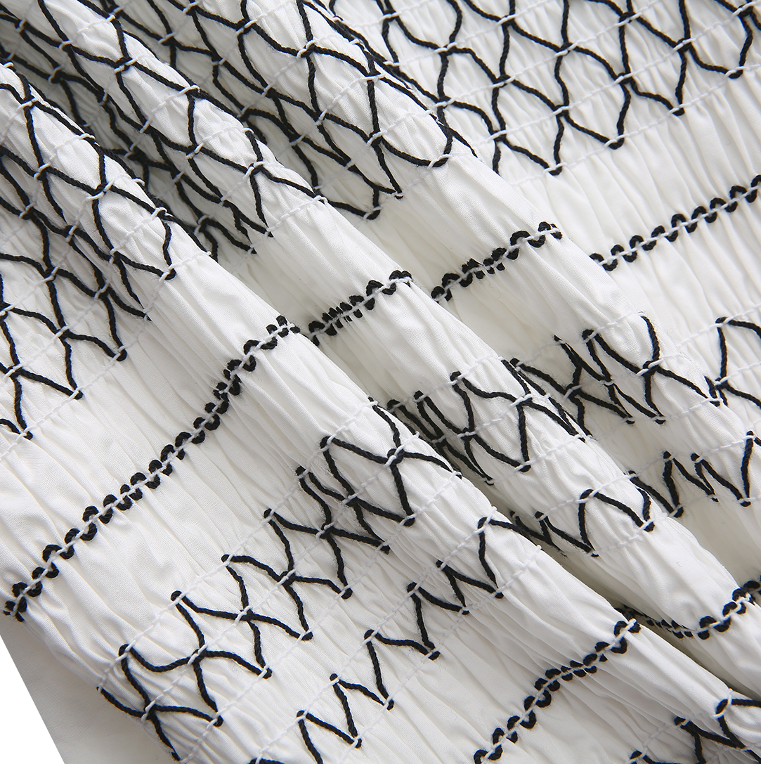 Sef Poplin Smocking Detail Blouse