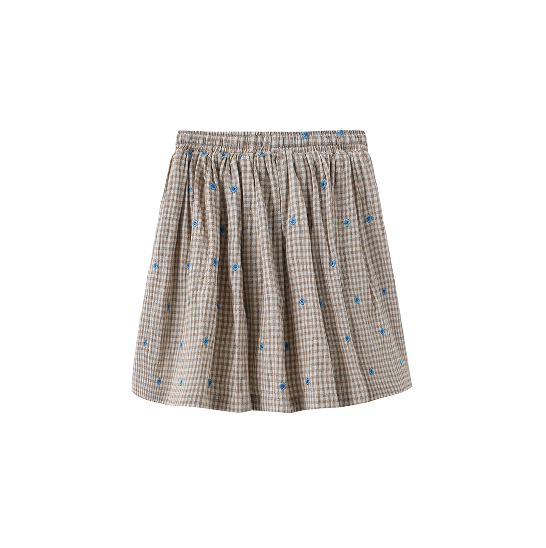 Jane Plaid Embroidered Skirt