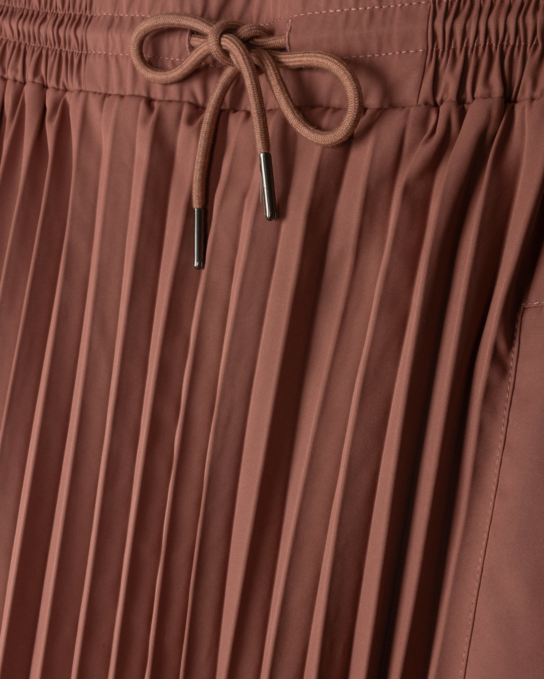 Pleated Parachute Drawstring Skirt