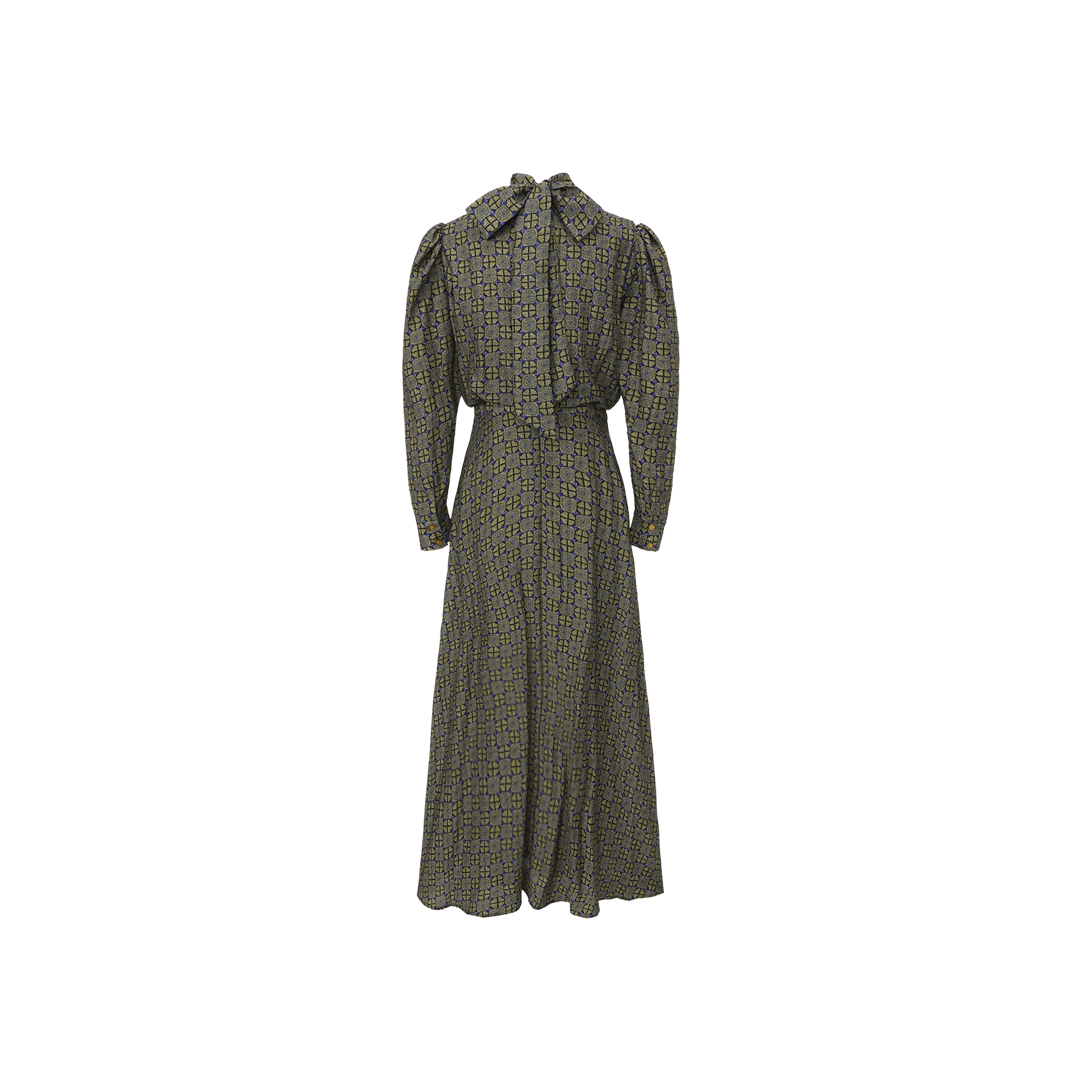 Printed Puff Sleeve Maxi Dress