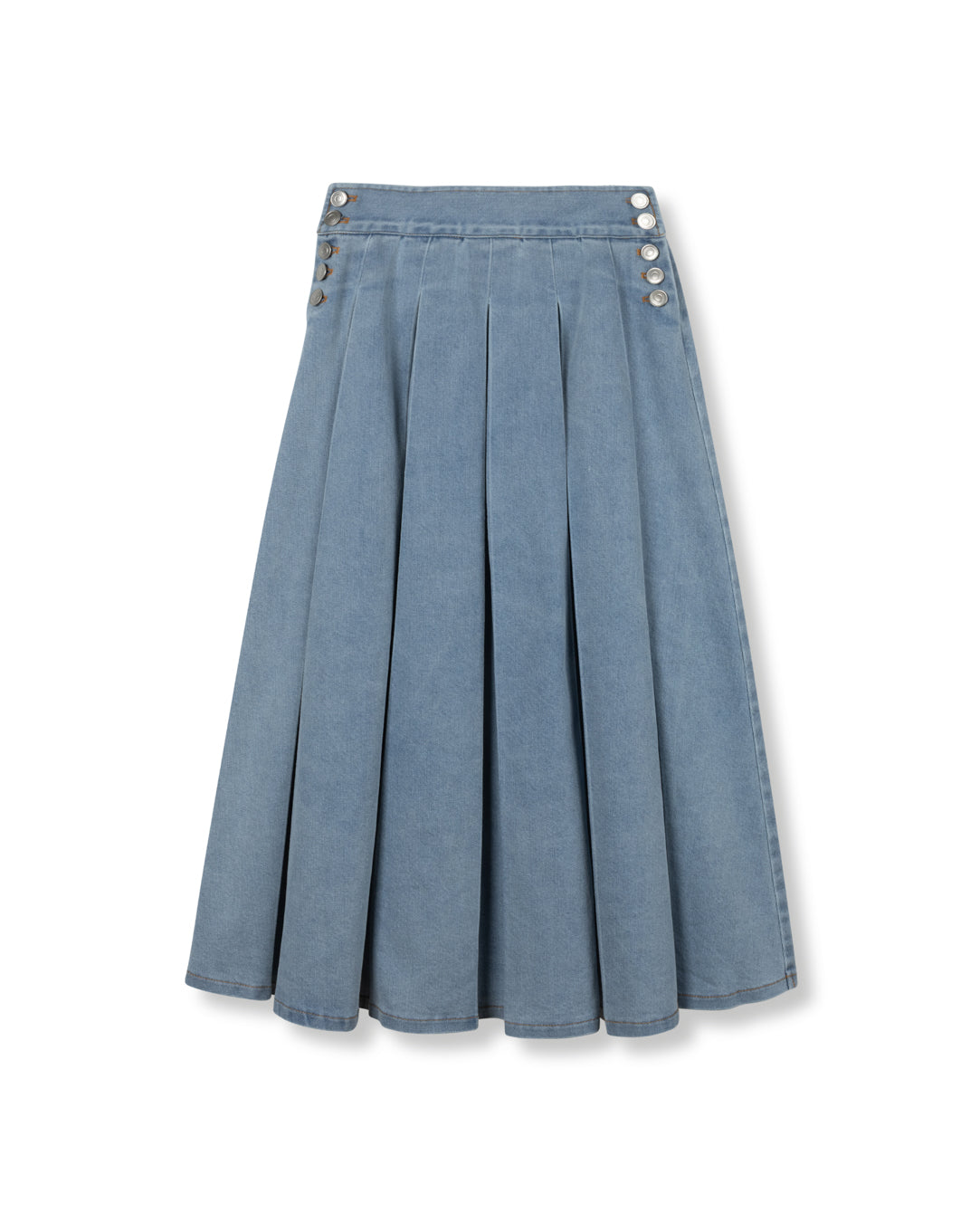 Grace Pleated Stretch Denim Maxi Skirt - Junees