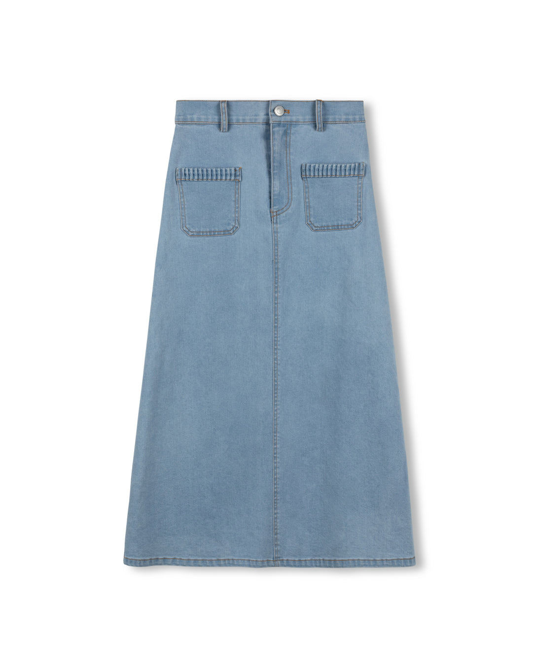Stitch Pocket Trim Denim Skirt - Junees