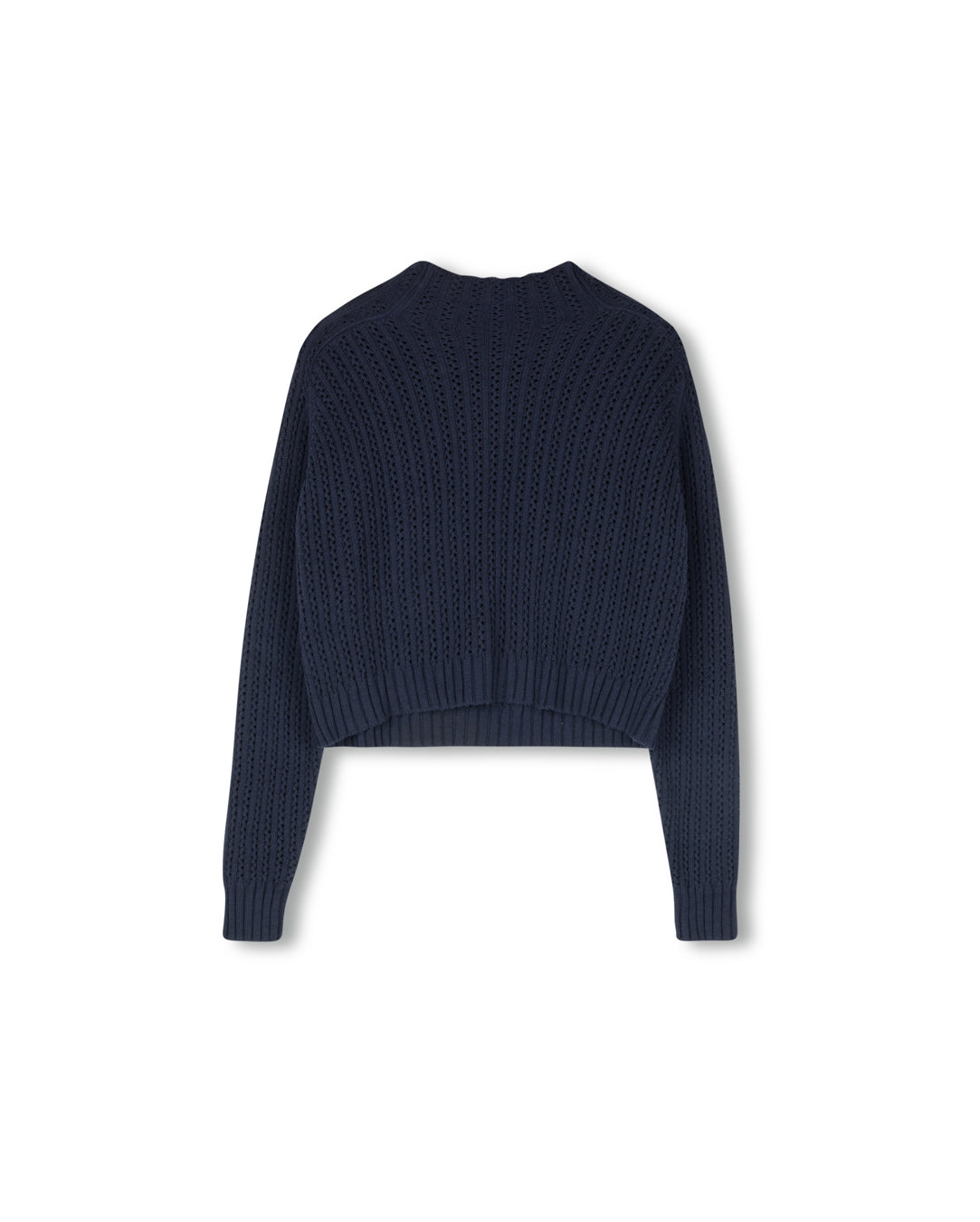 Ribbed Pointelle Dolmen Sleeve Sweater