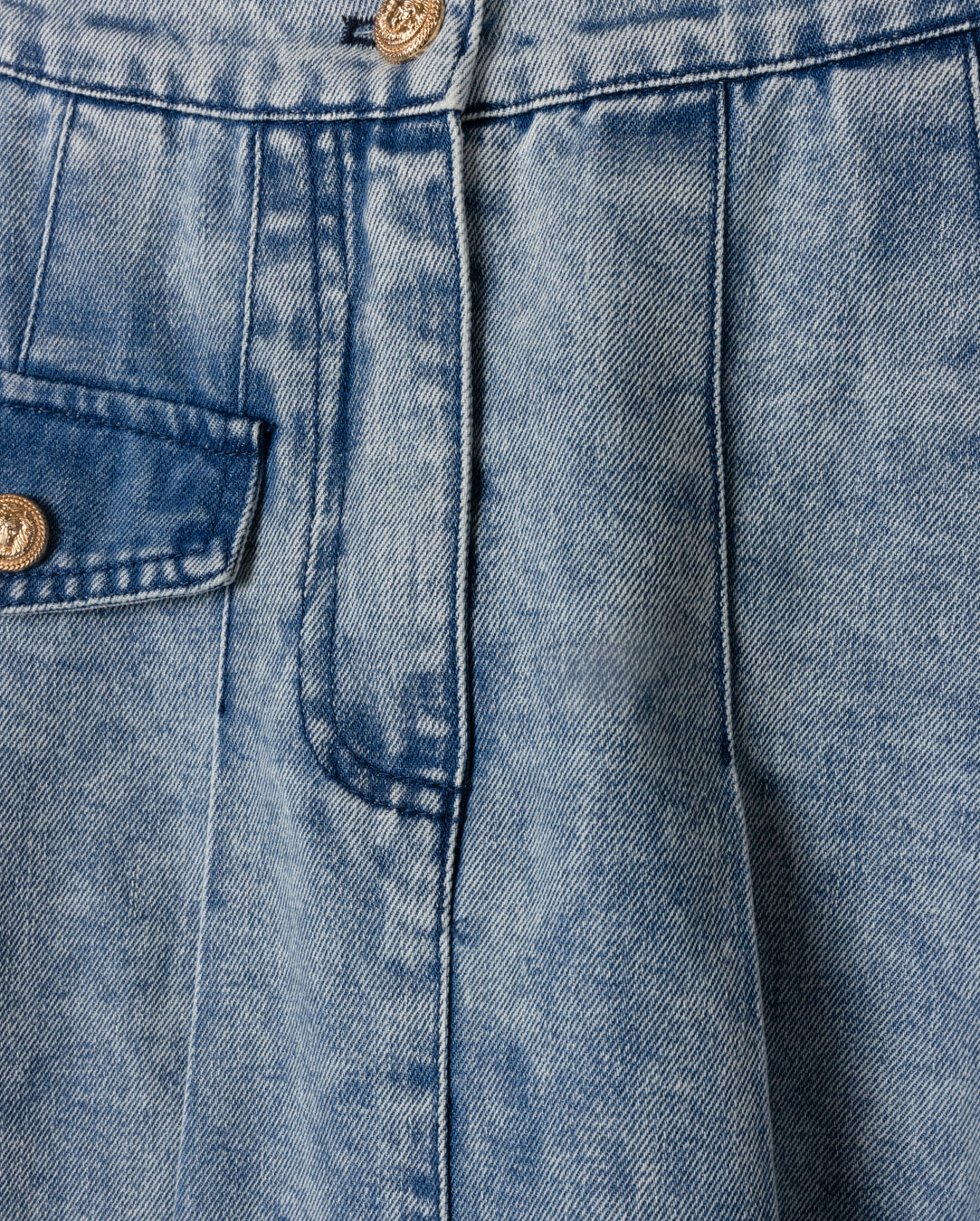 Single Pocket Denim Pleated Maxi Skirt - Junees