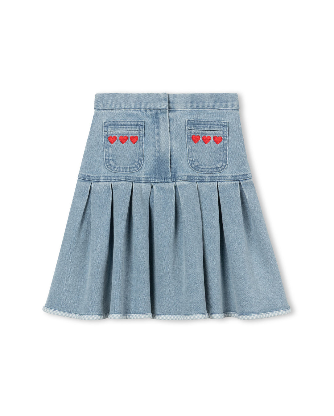 Gingham Trimmed Chambray Skirt - Junees
