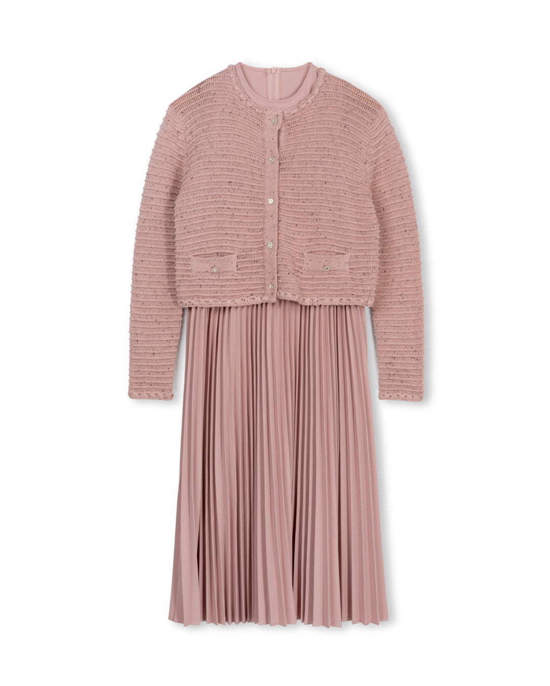 Bubble Knit Cardigan And Slip Dress