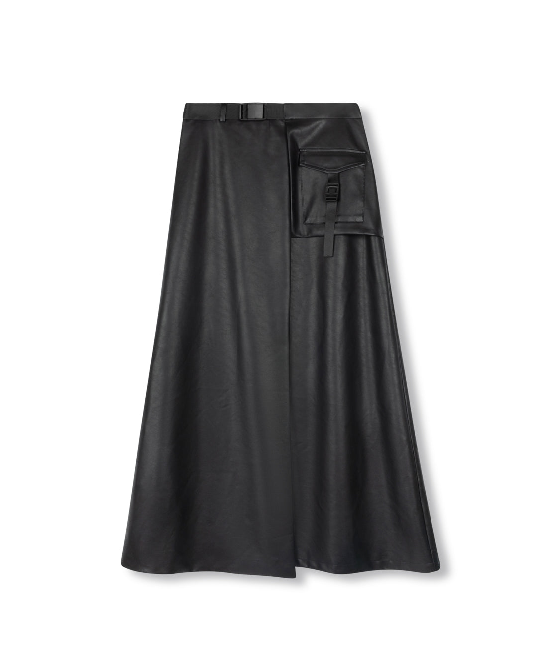 Buckle Leather Skirt W-22739