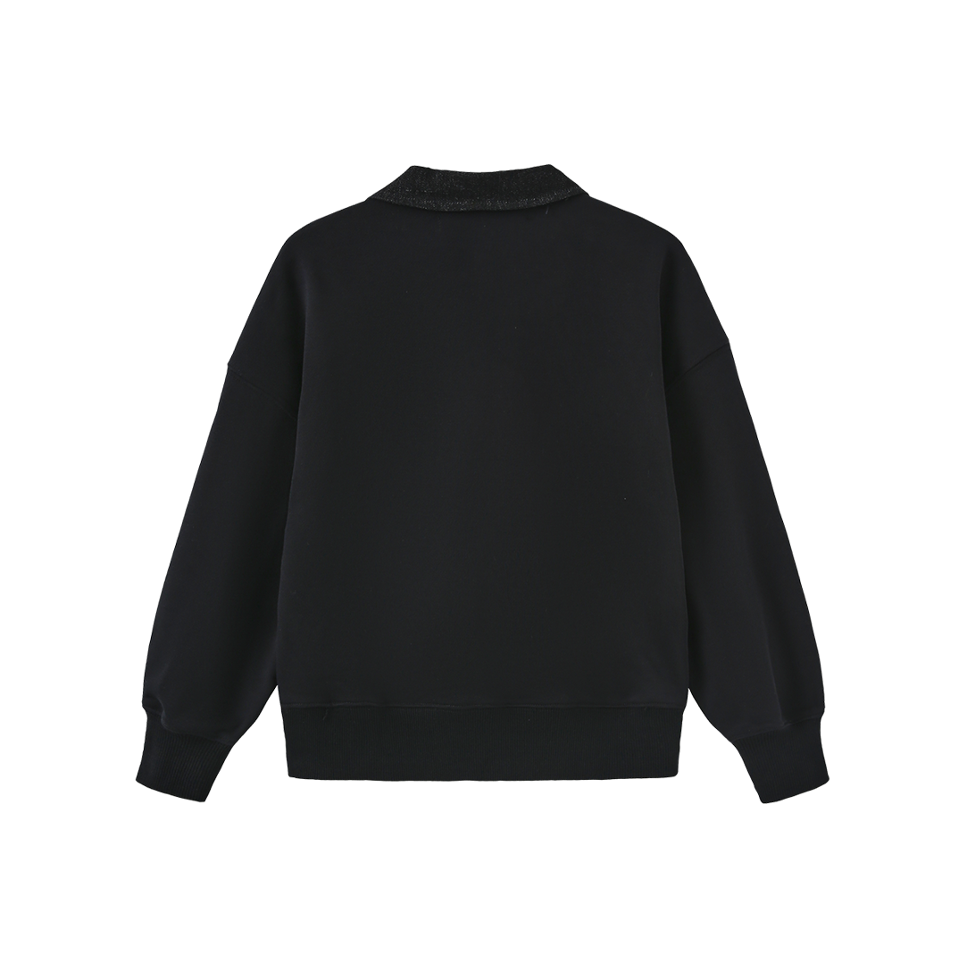 Half Corduroy Deatiled Sweatshirt