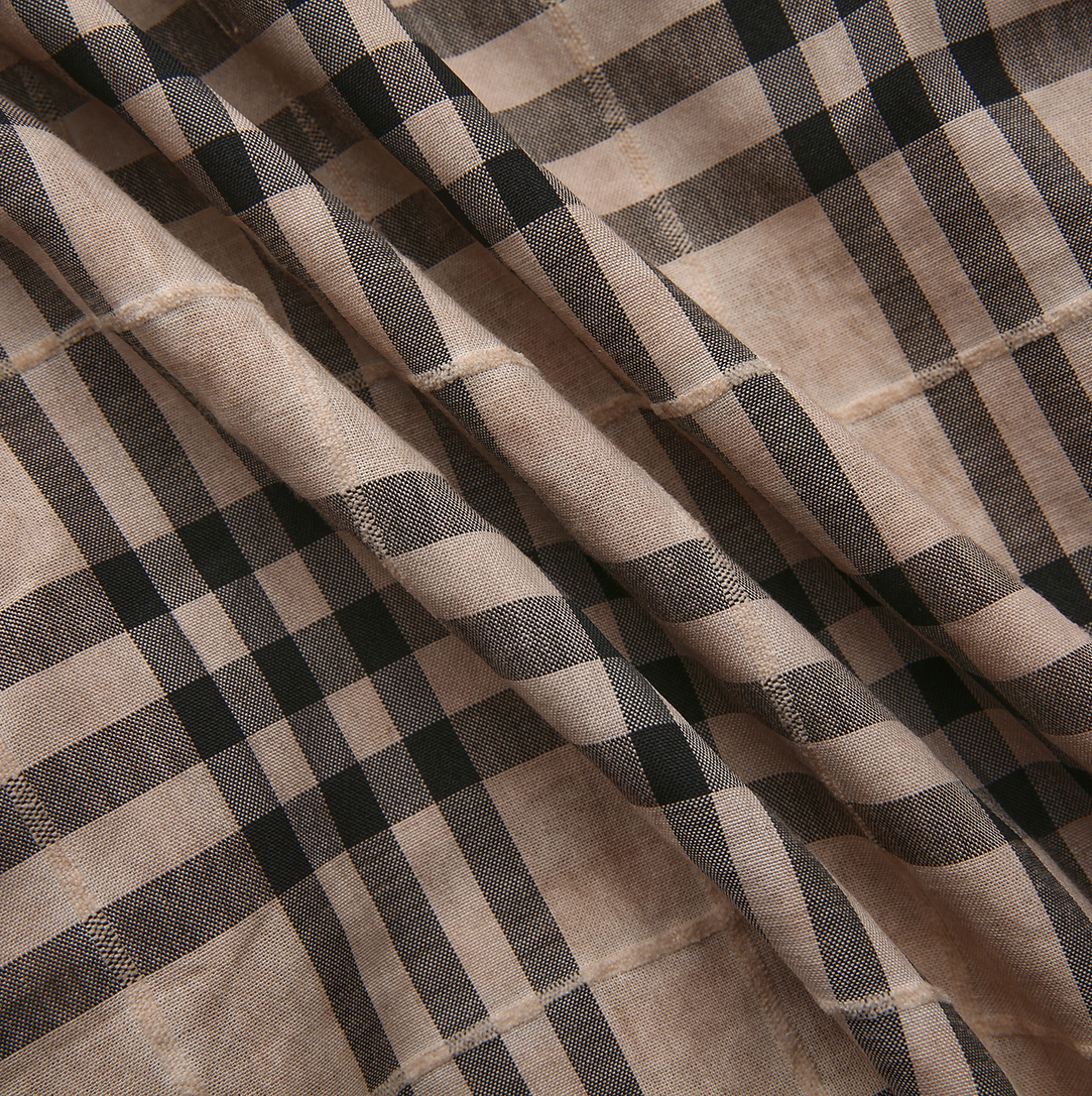 Sewn Down Pleat Plaid Skirt