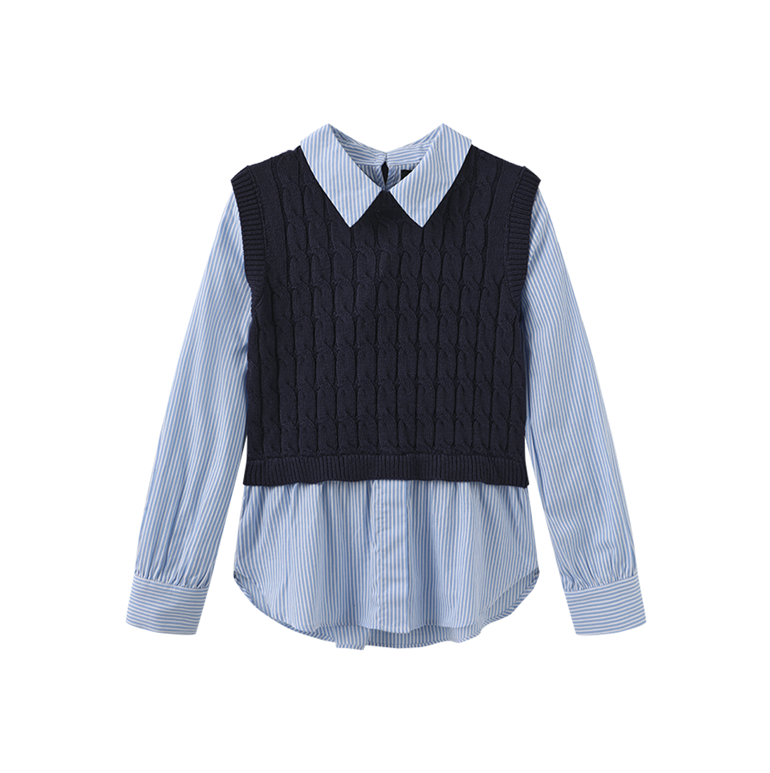 Chunky Knit Vest Blouse