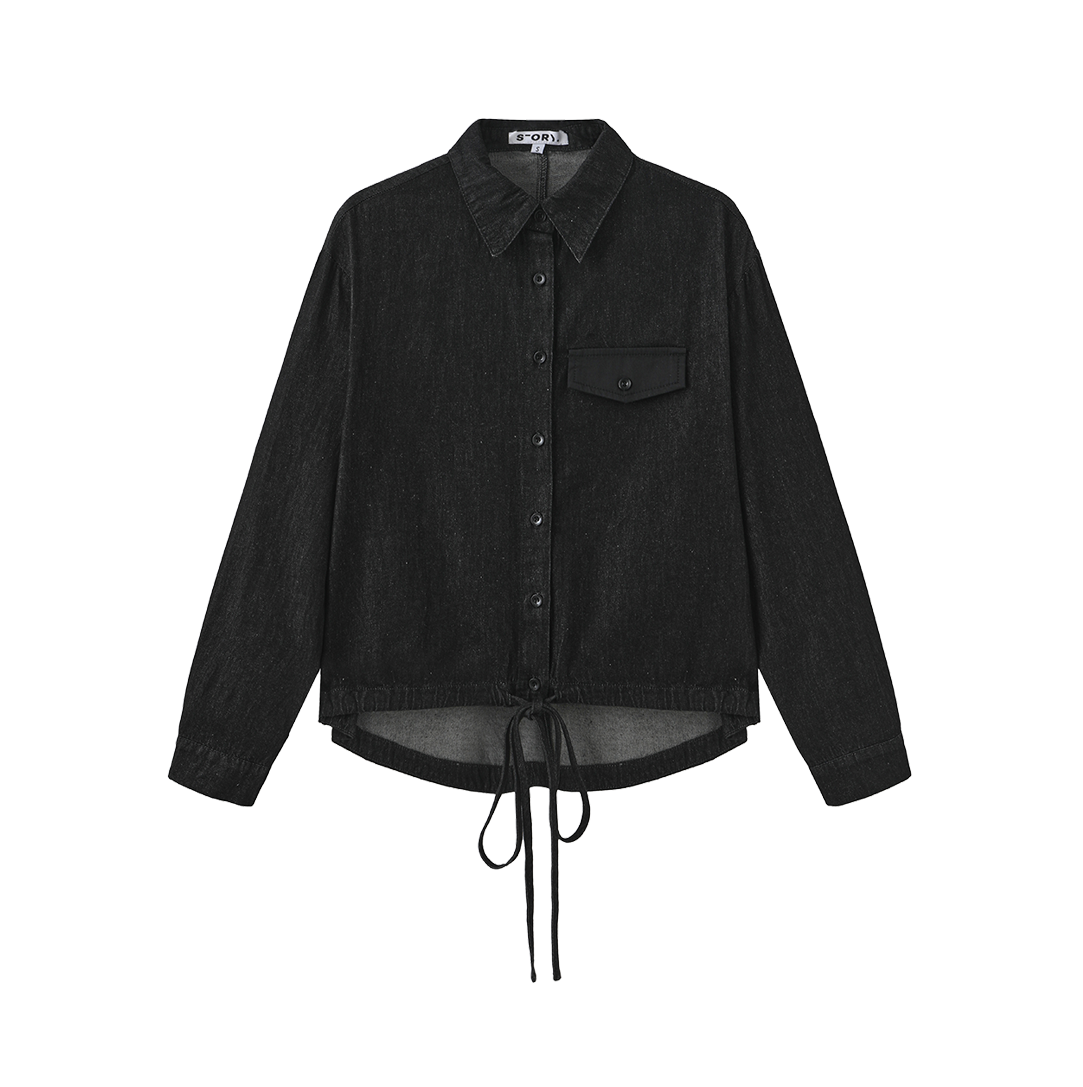 Drawstring Button Down Blouse