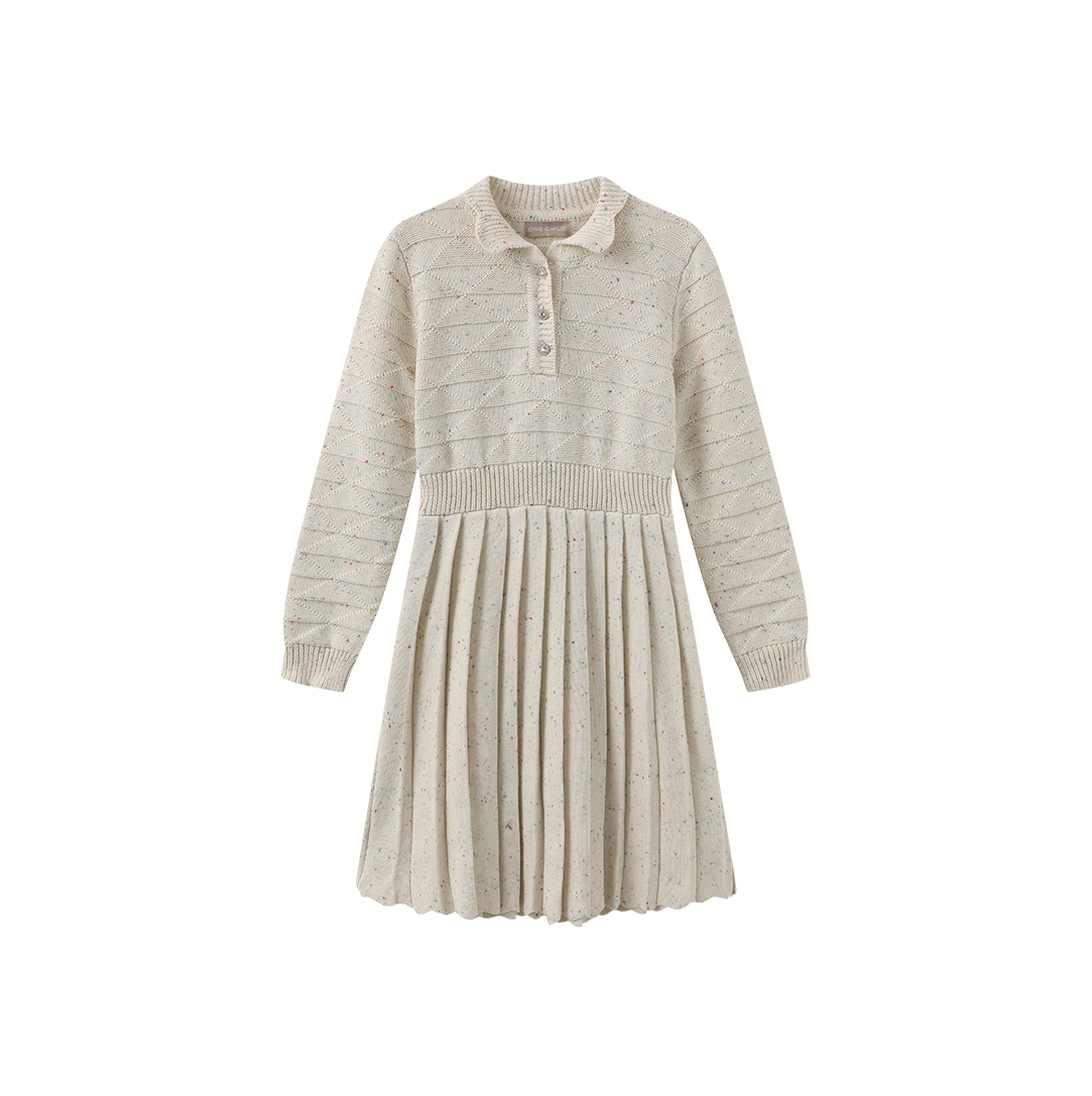 Marled Knit Scallop Trim Dress
