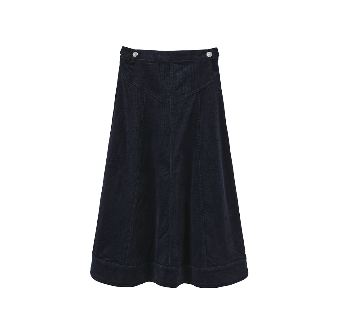 Corduroy V Seam Midi Skirt