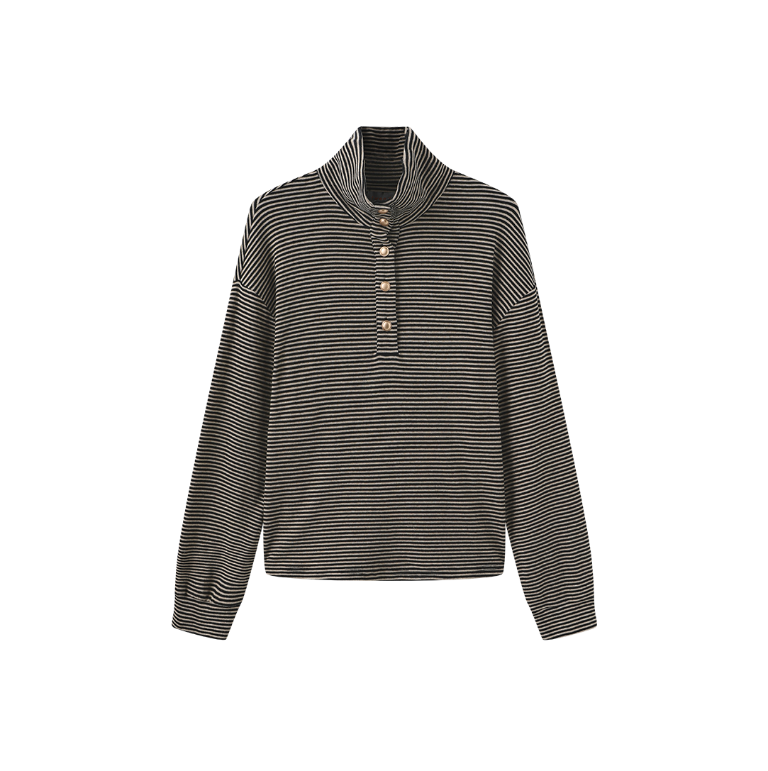 Swan Stripe Half Button Top