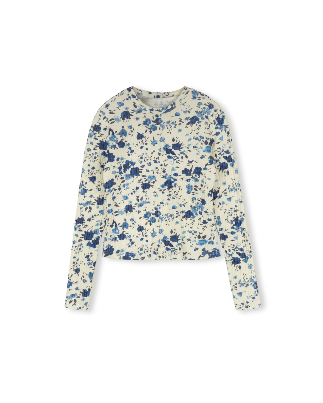 Floral Printed Ribbed Tee