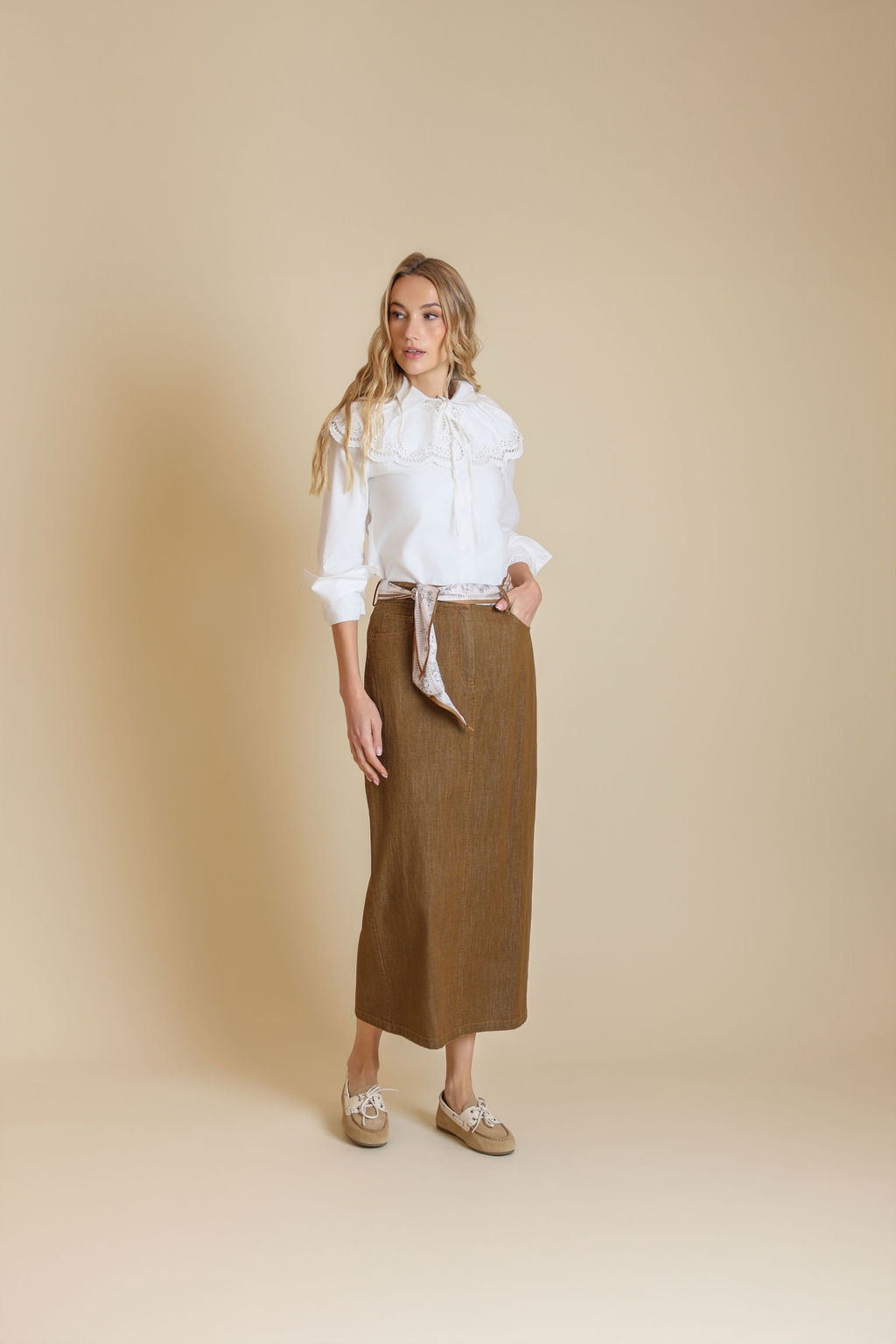 Straight Dark Denim Skirt - Junees