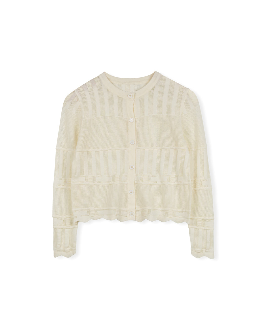 Pointelle Scalloped Cardigan - Junees