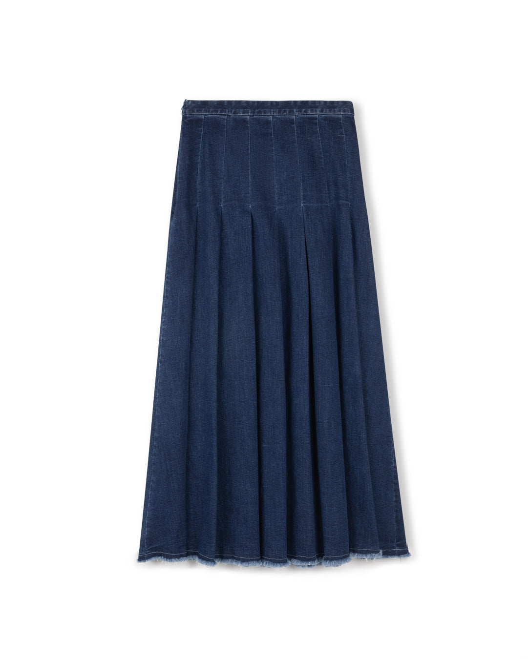 Denim Stretch Pleated Skirt