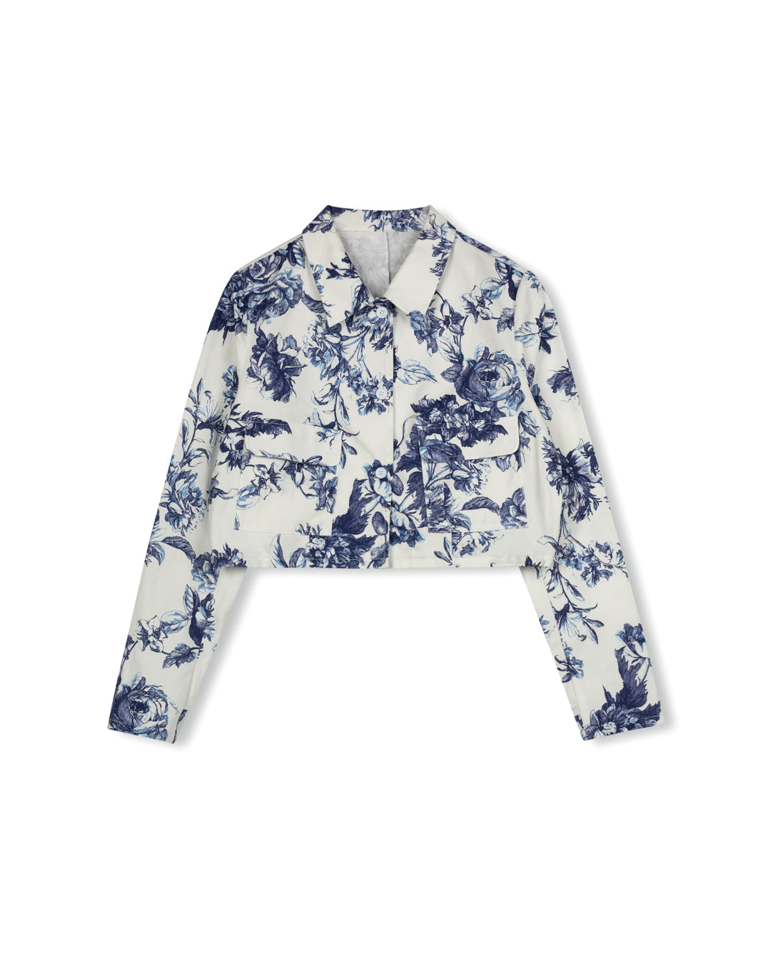 Denim Floral Printed Blouse - Junees