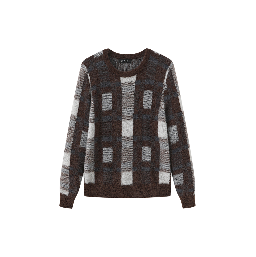 Mohair Plaid Crew Top