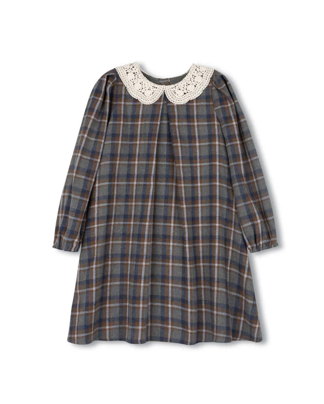 Arlin Plaid Crochet Collar Dress C-22798