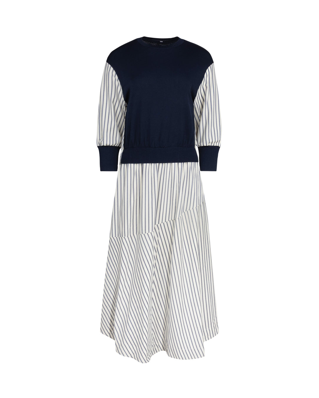 Knit And Poplin Striped Dress