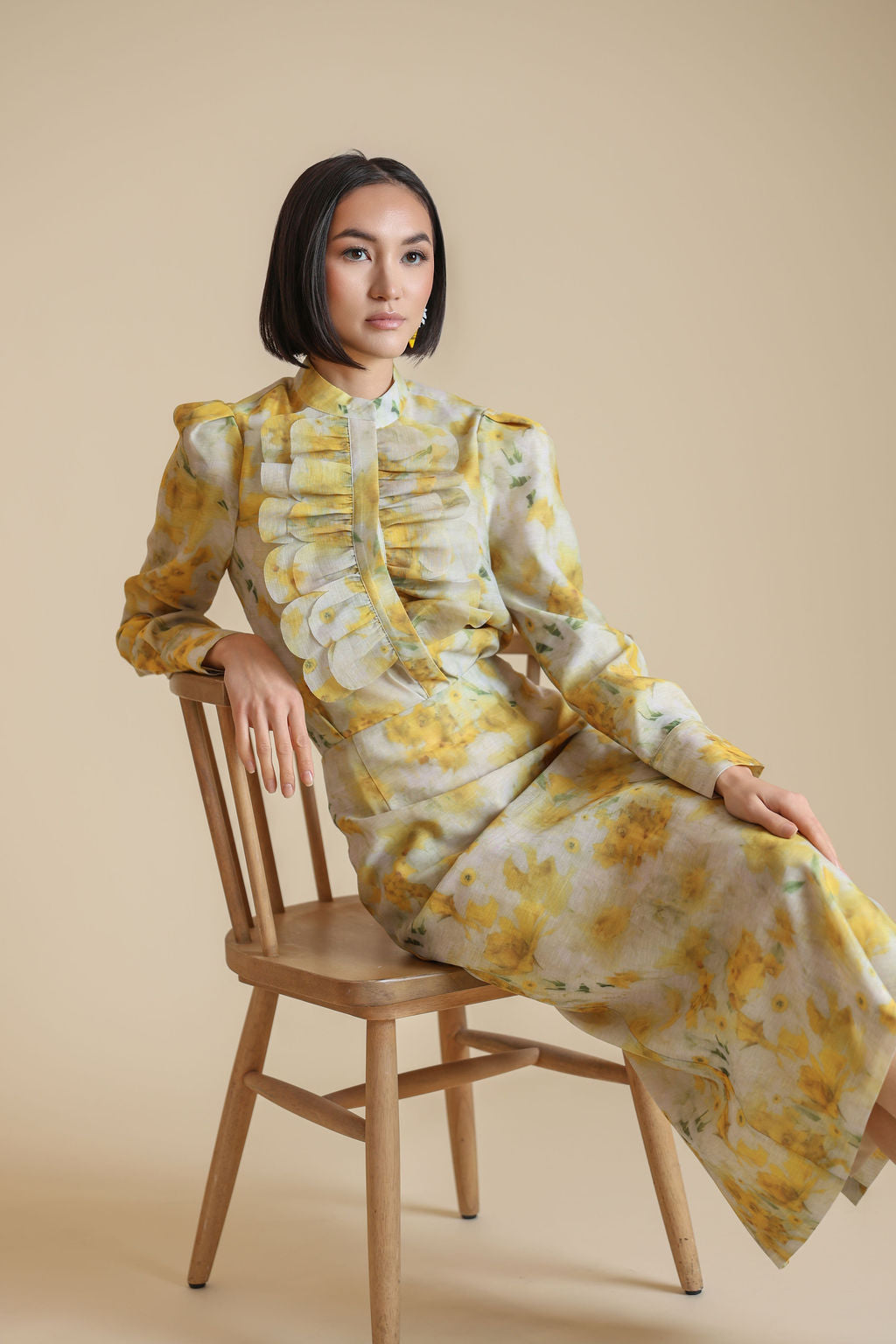 Floral Organza Straight Skirt