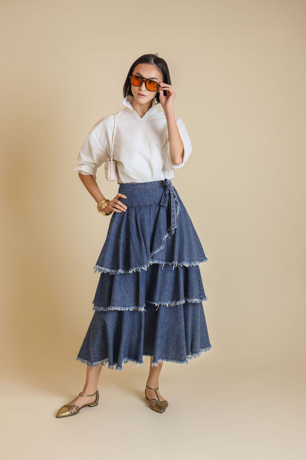 Layered Denim Skirt
