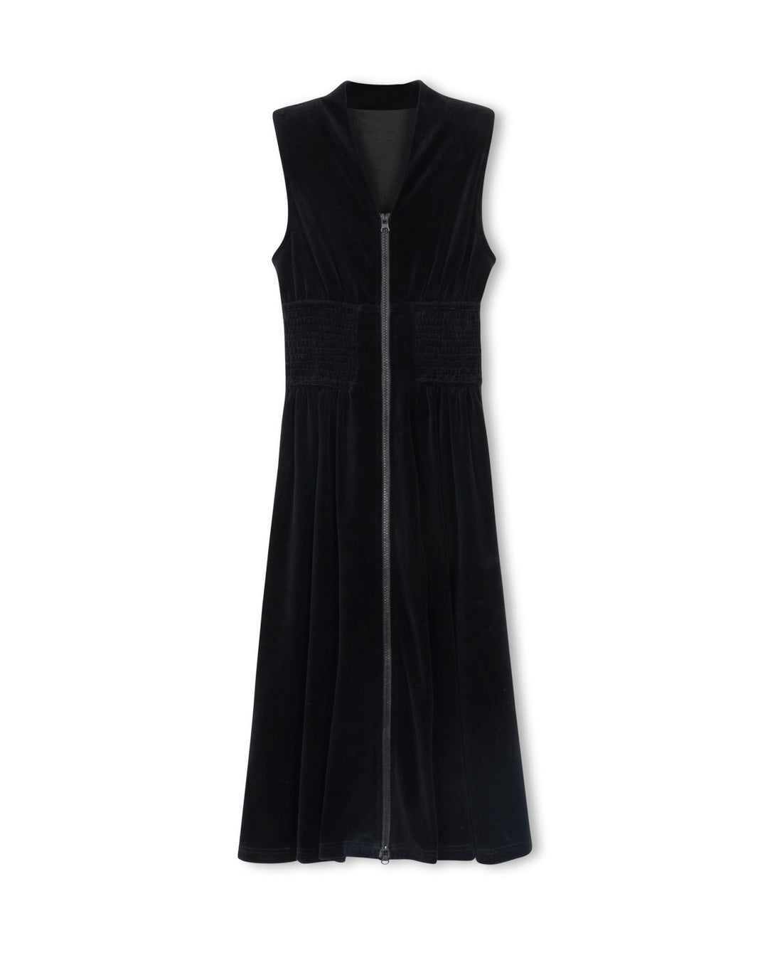 Smocked Front Zip Velour Jumper