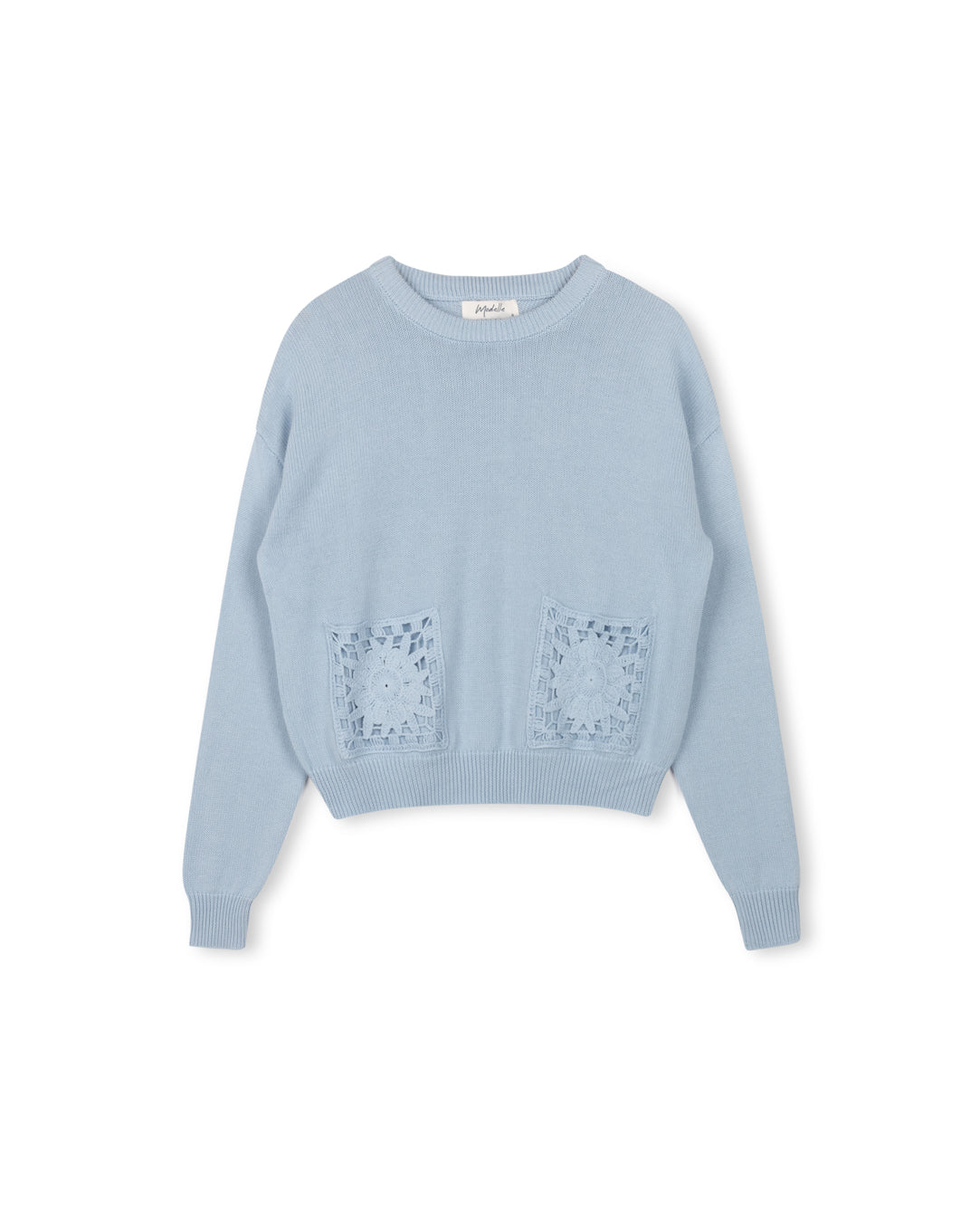 Crop Knit Sweater With Pockets W-17557