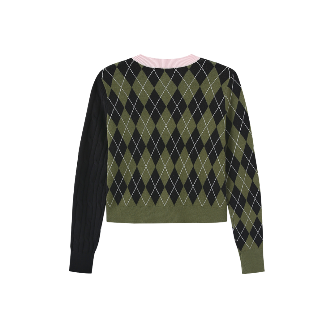 Argyle Knit Side Cable Cardigan