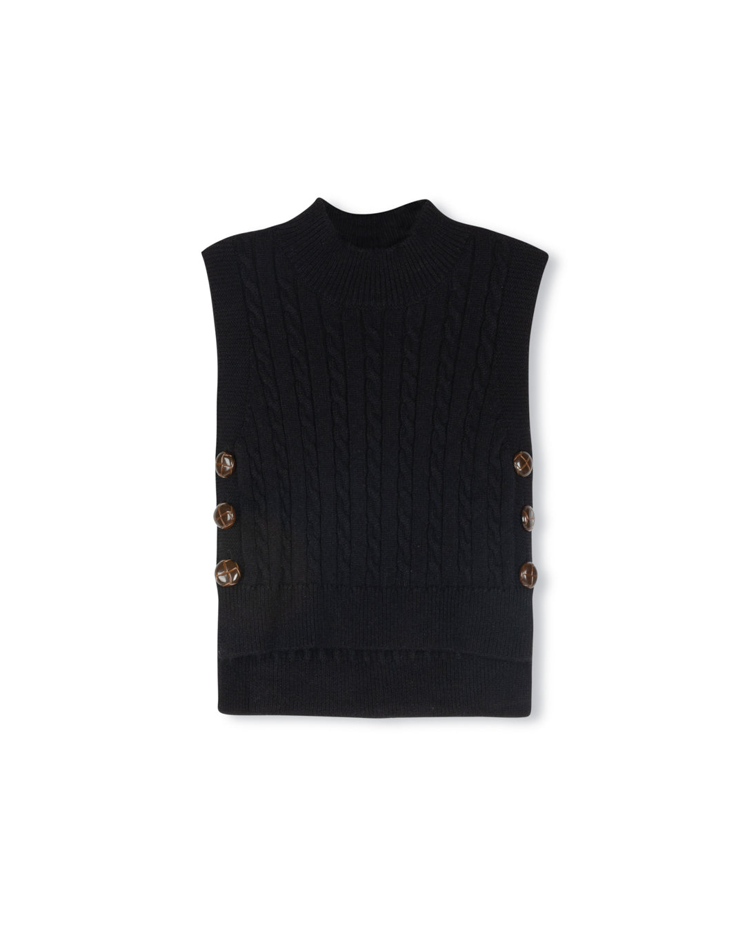 Cable Knit Side Button Vest C-23312