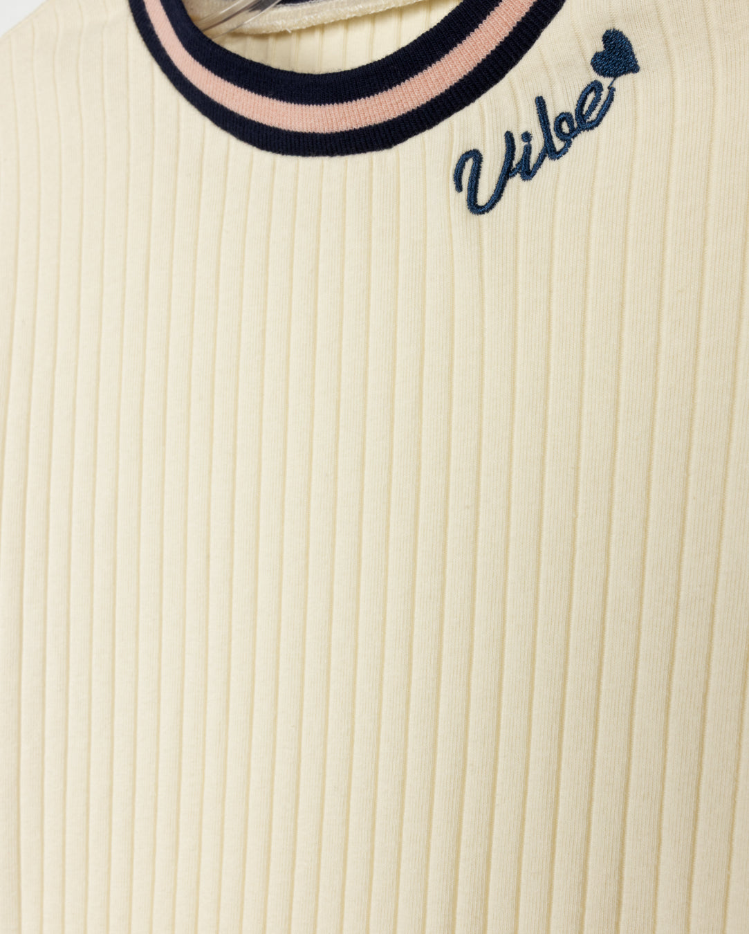 Wide Ribbed Striped Neck Tee