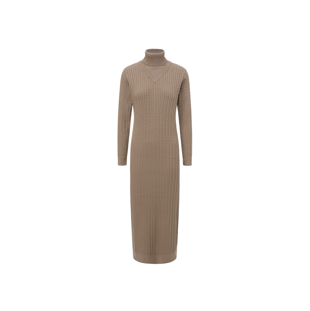 Knit V neck Turtleneck Dress
