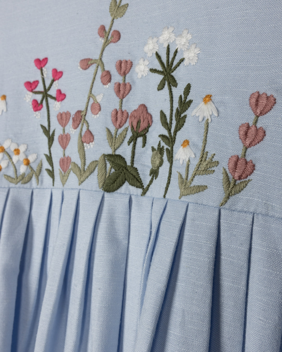 Stacy High Waisted Floral Embroidery Dress