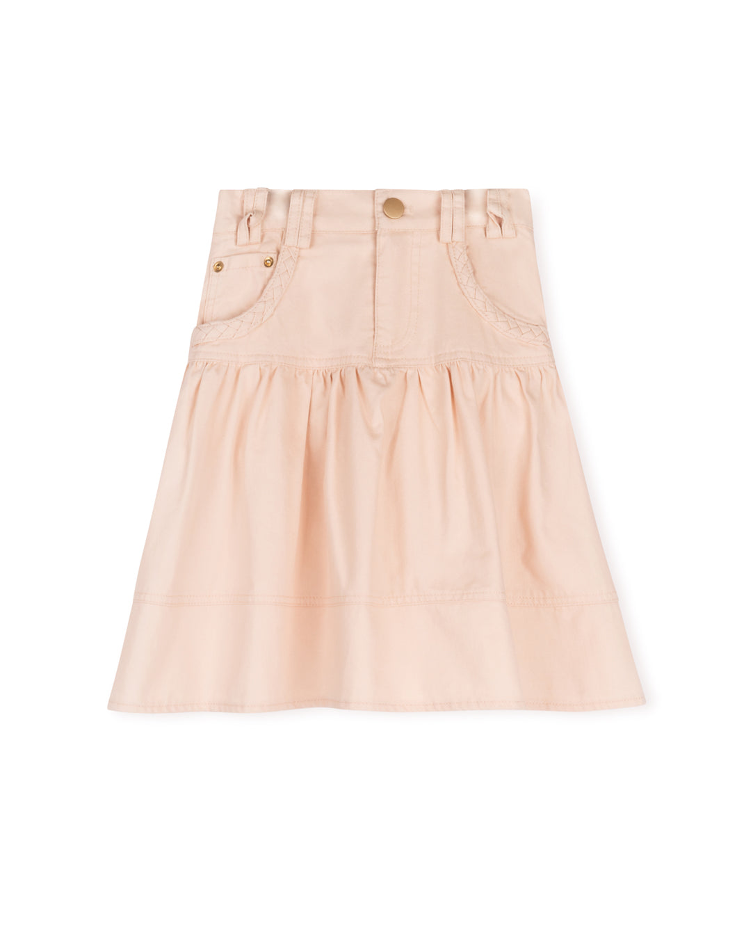 Braided Pocket Detail Knee Length Skirt C-19270