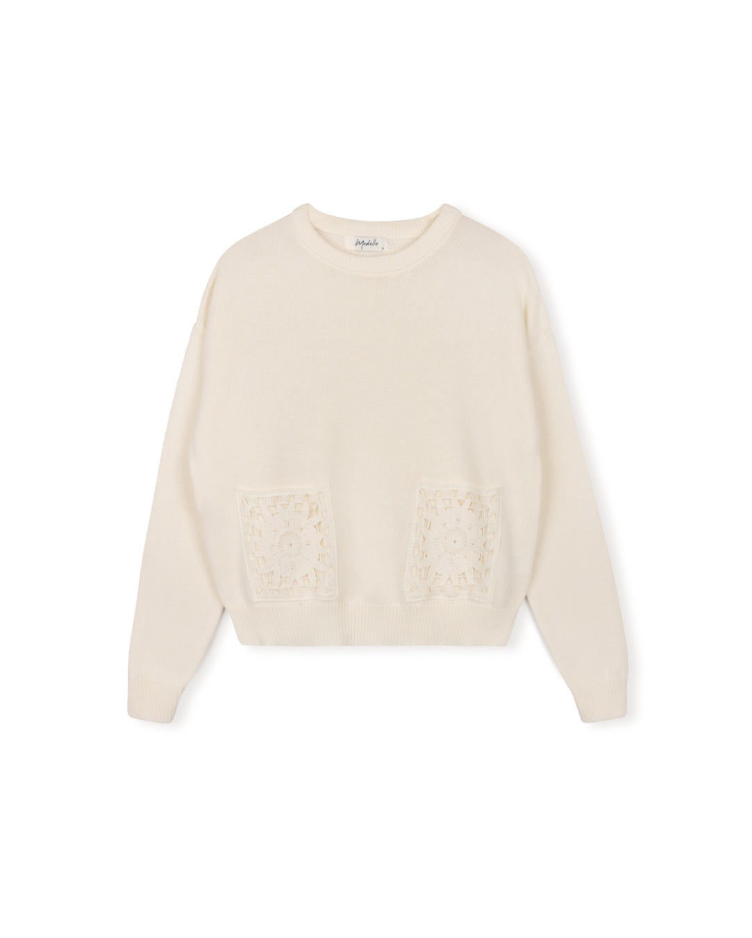 Crop Knit Sweater With Pockets - Junees