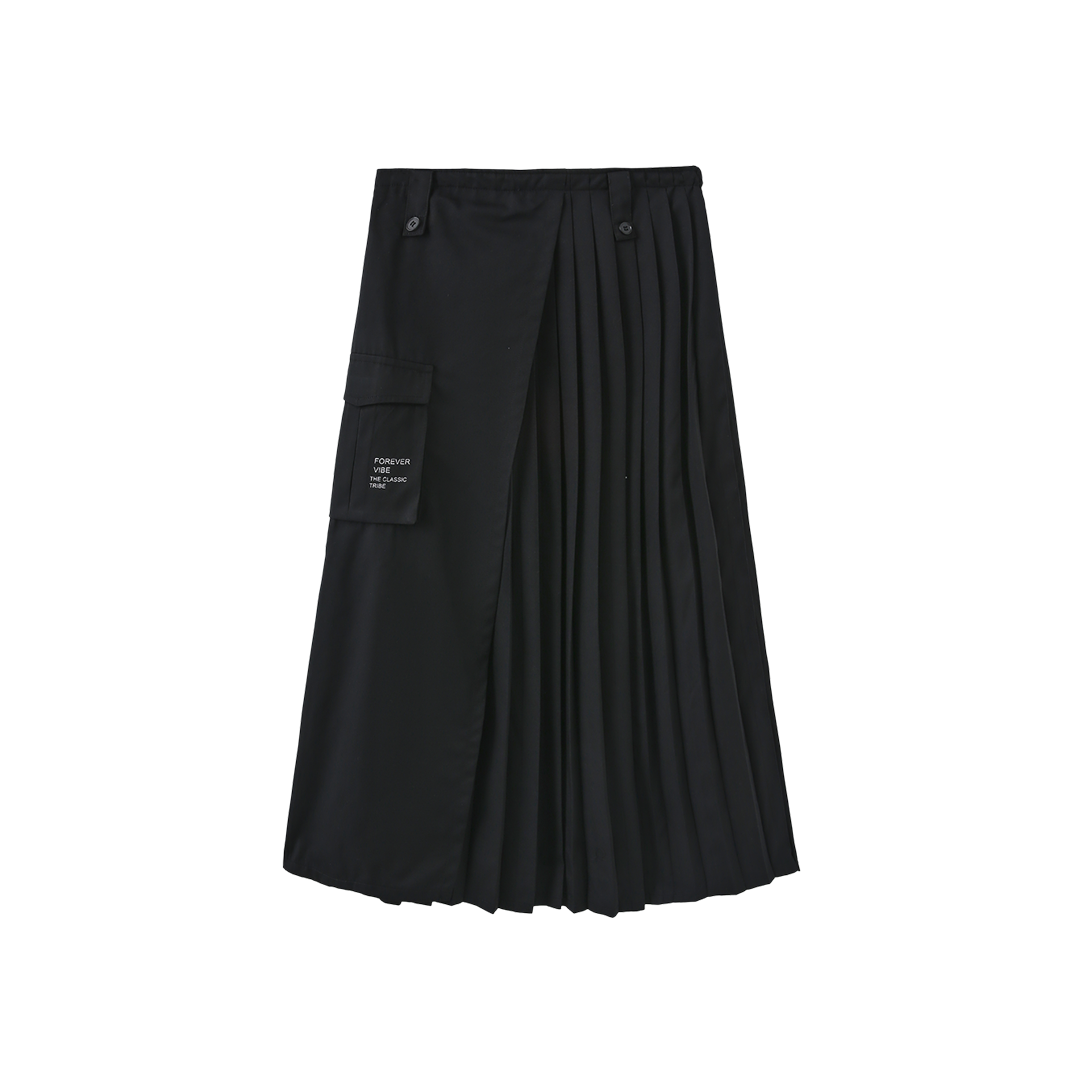 Side Pleated Midi Skirt