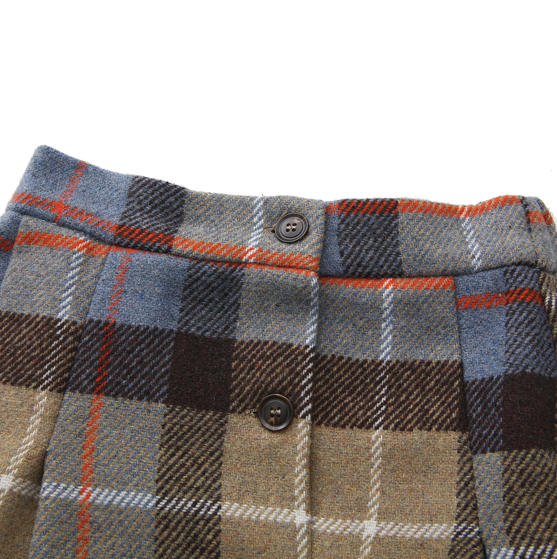 Plaid Button Wrap Skirt