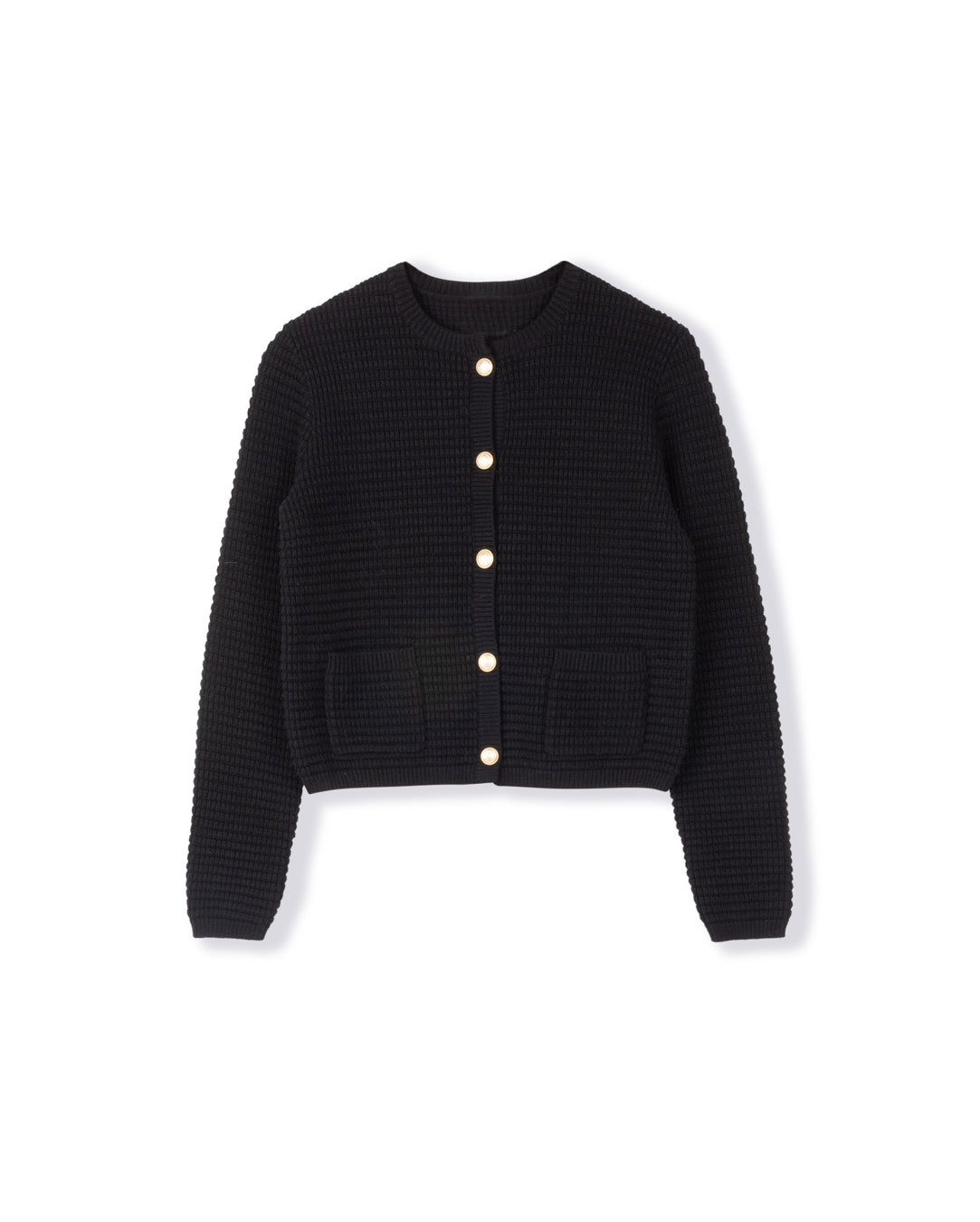 Knit Gold Button Cardigan W-23175