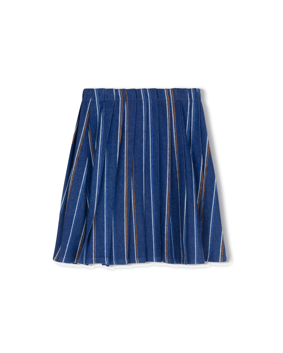 Shaft Denim Striped Pleated Skirt C-20895