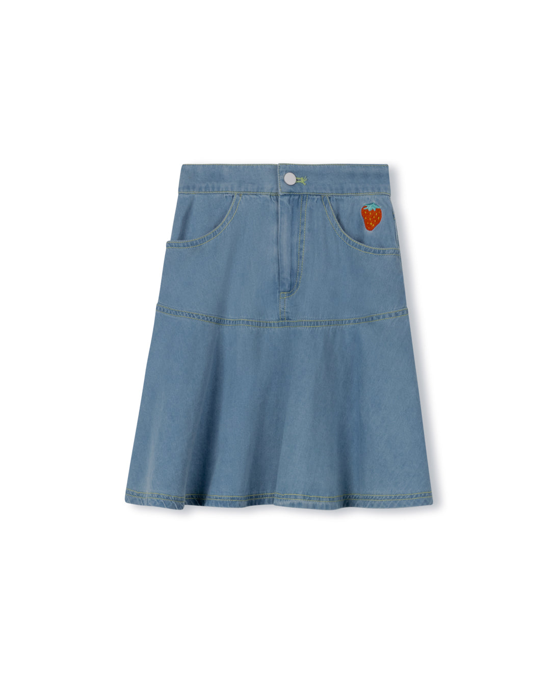 Tate Strawberry Denim Skirt