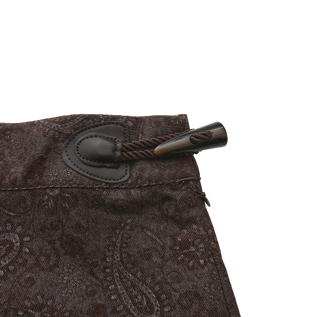 A-Line Paisley Printed Side Button Skirt