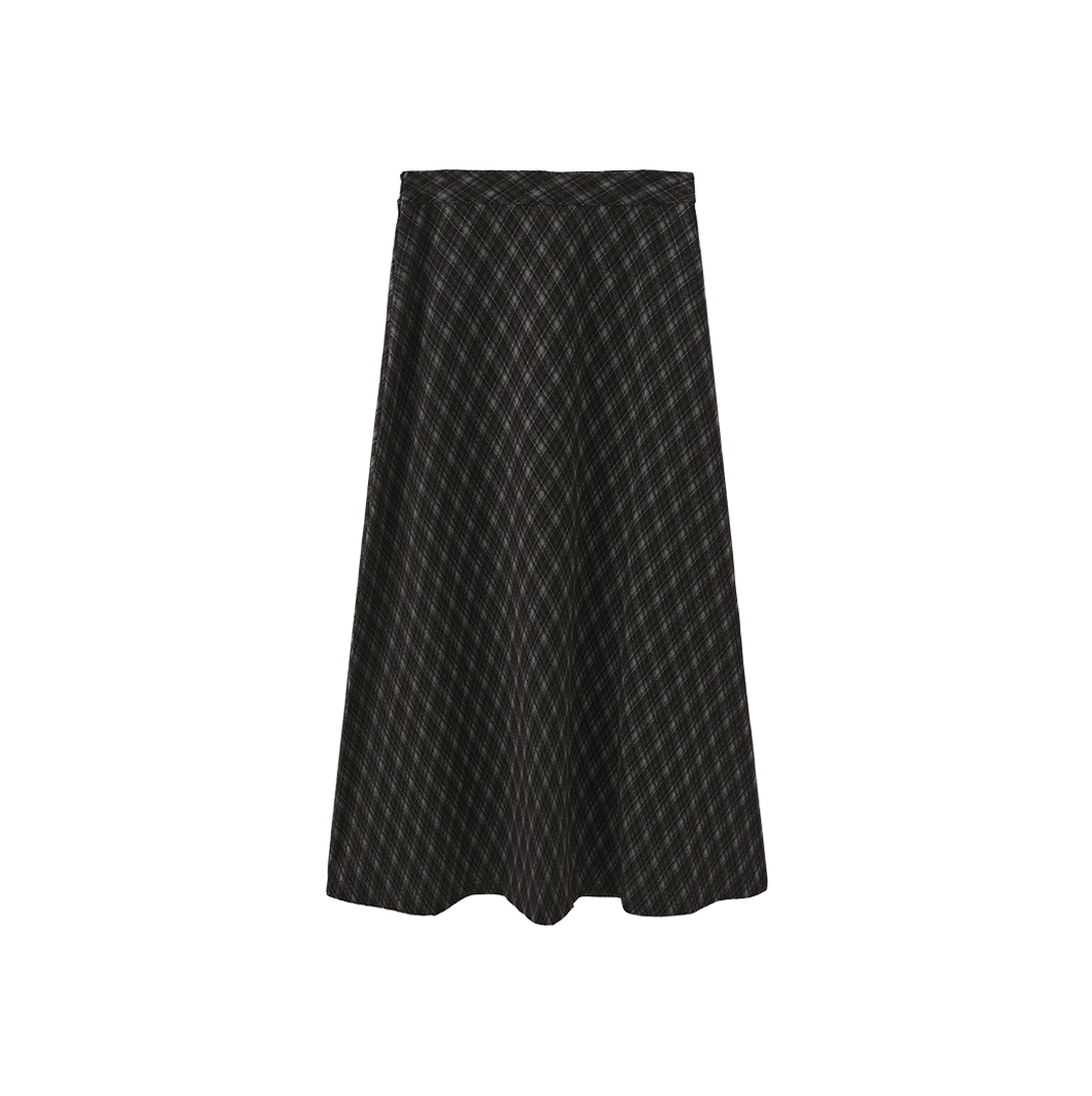Belted Plaid Wool Skirt