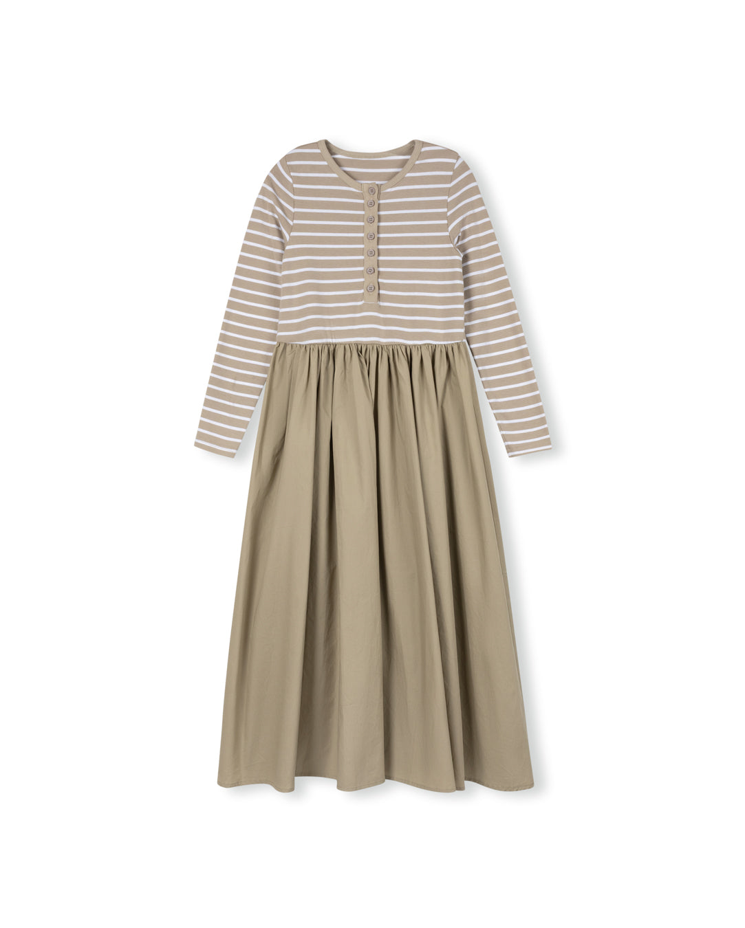 Ribbed Striped And Poplin Dress