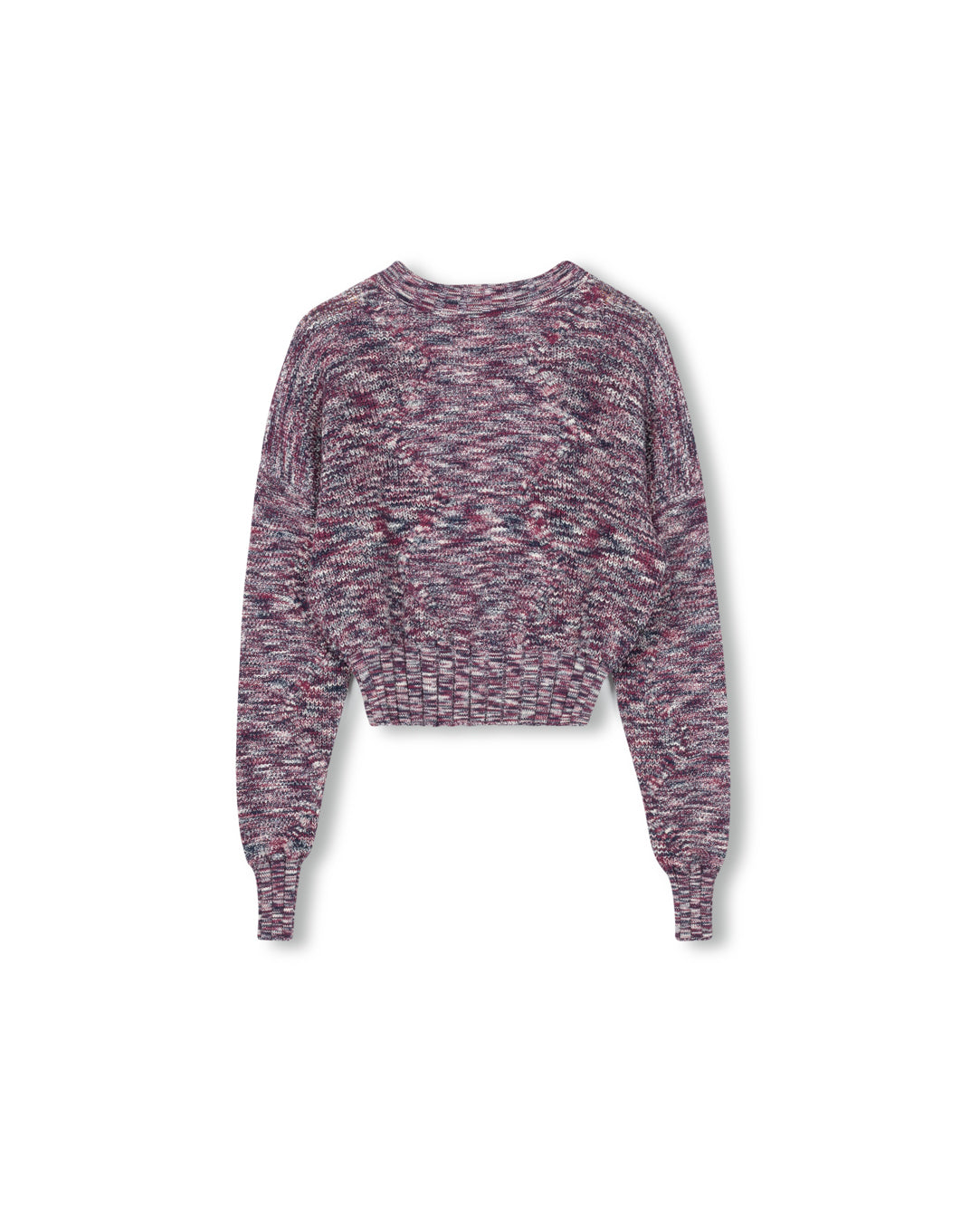 Crew Neck Textured Chunky Knit Sweater W-22872