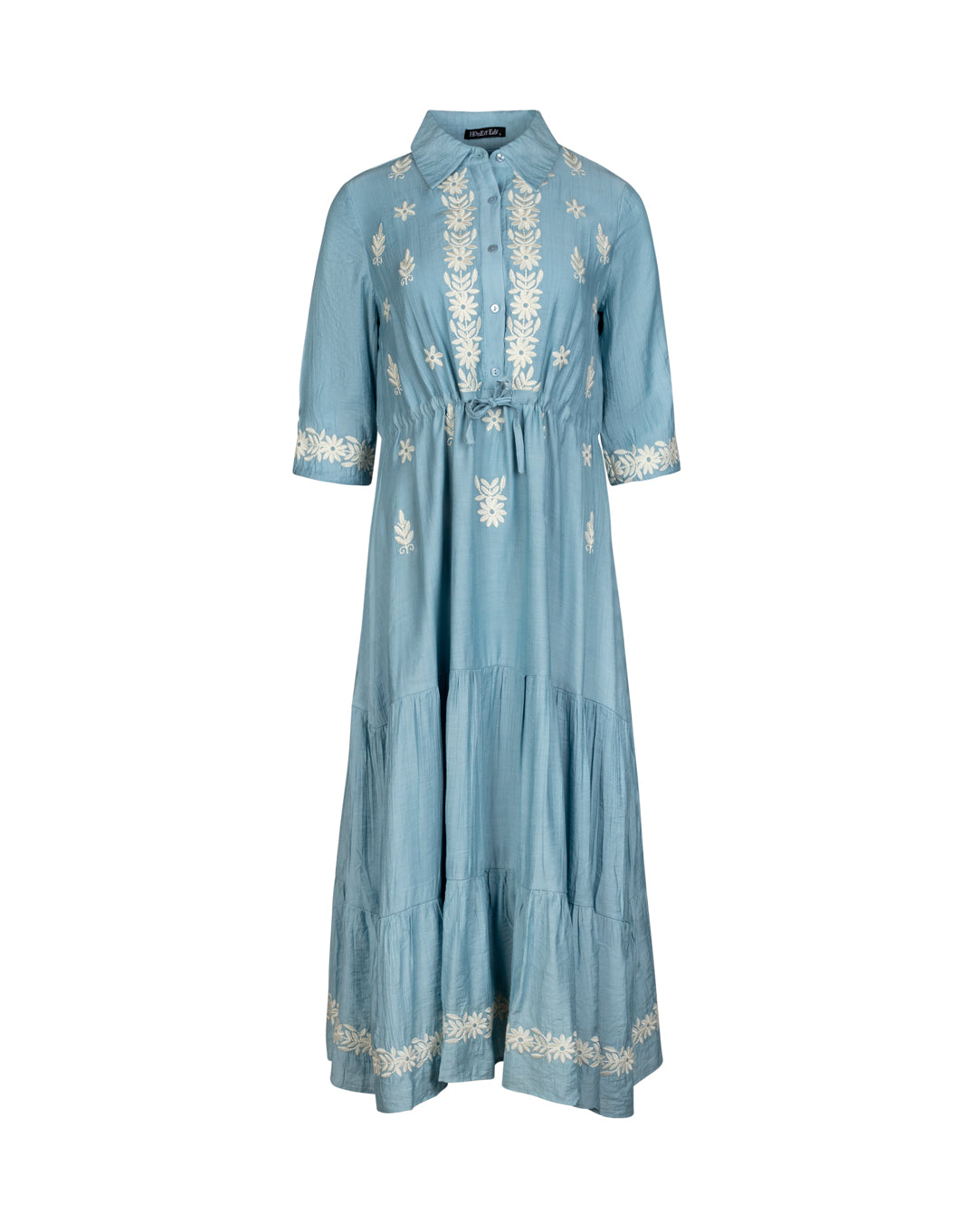 Drawstring Embroidred Dress - Junees