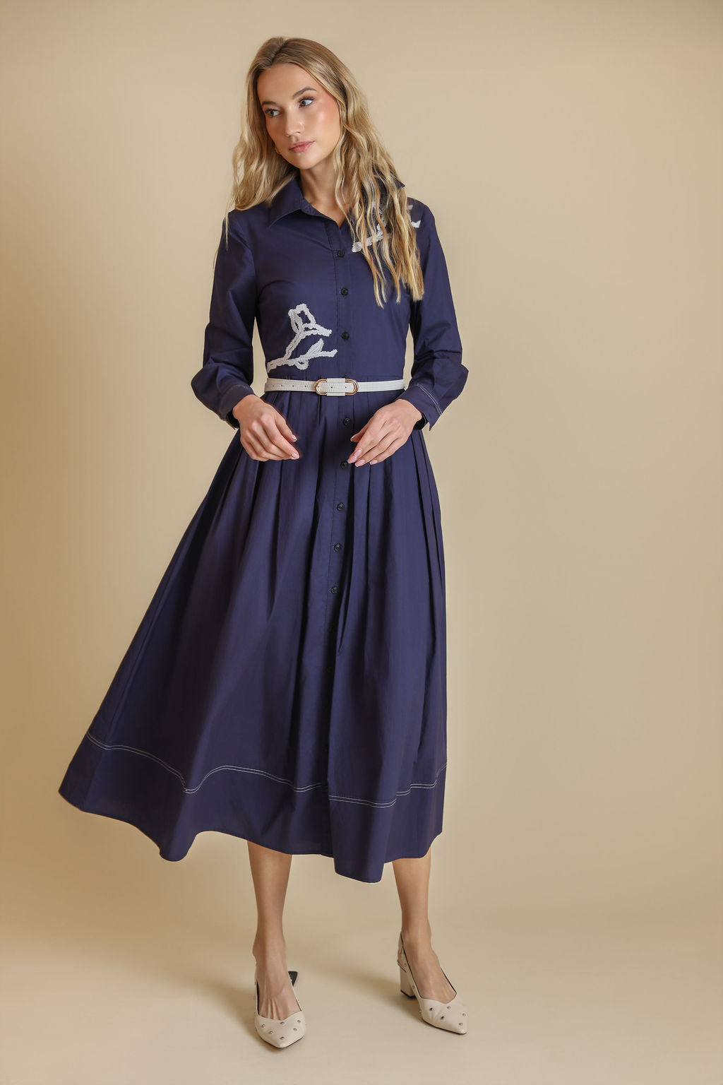 Long Sleeve Poplin Dress