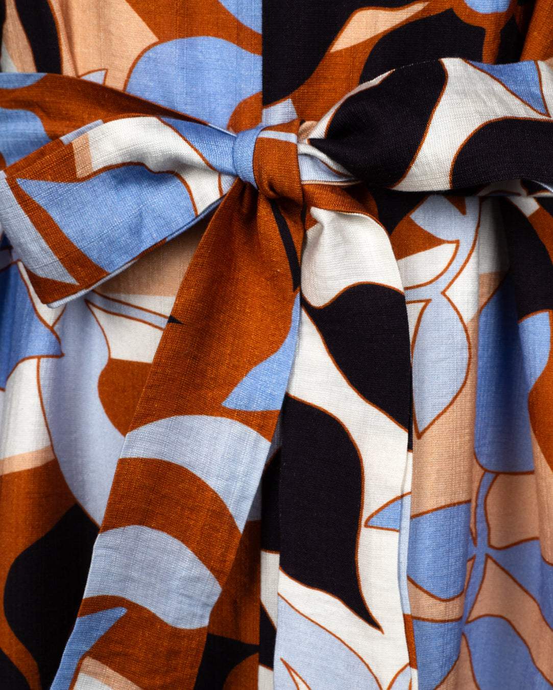 Printed Belted Bubble Sleeve Dress - Junees