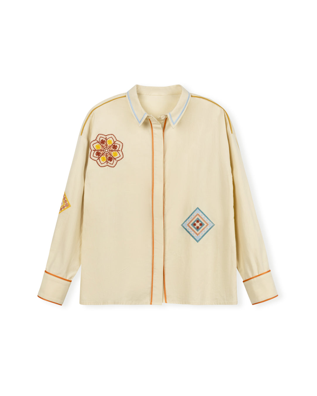 Lace Trim Patch Blouse